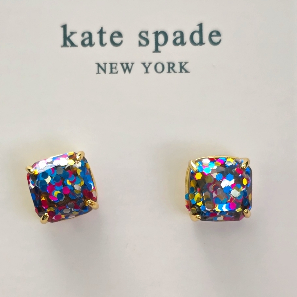 Kate Spade Mini Square Glitter Stud Earrings